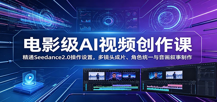 电影级AI视频创作课：精通Seedance2.0操作设置，多镜头成片、角色统一与音画叙事制作-百川聊项目