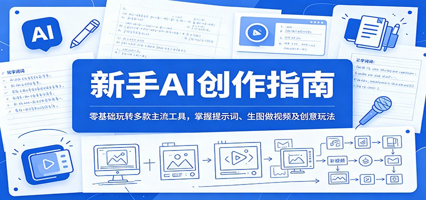 新手AI创作指南：零基础玩转多款主流工具，掌握提示词、生图做视频及创意玩法-百川聊项目