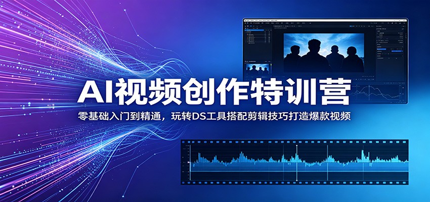 AI视频创作特训营：零基础入门到精通，玩转DS工具搭配剪辑技巧打造爆款视频-百川聊项目