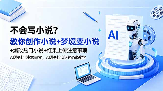不会写小说？教你创作小说+梦境变小说+爆改热门小说+红果上传注意事项，AI漫剧全流程实战教学-百川聊项目