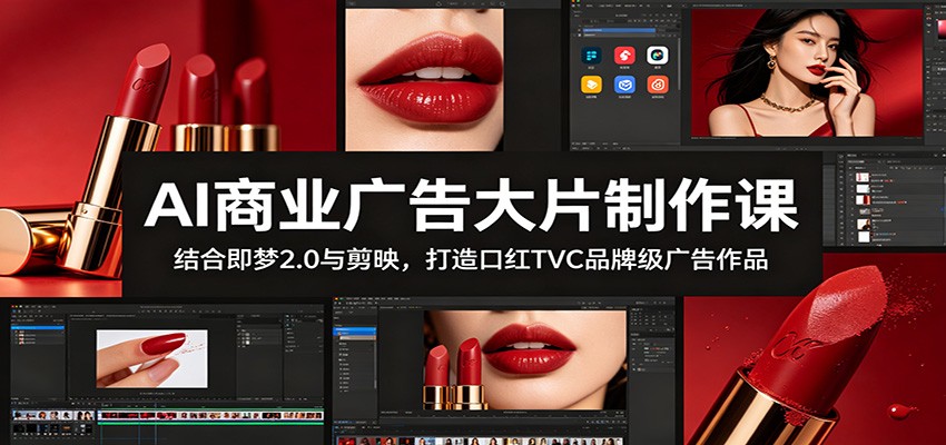 AI商业广告大片制作课:结合即梦2.0与剪映,打造口红TVC品牌级广告作品-百川聊项目