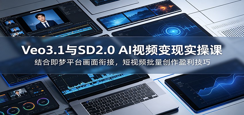 Veo3.1与SD2.0 AI视频变现实操课课:结合即梦平台画面衔接,短视频批量创作盈利技巧-百川聊项目