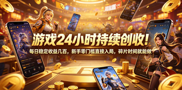 游戏24小时持续创收！每日稳定收益几百，新手零门槛直接入局，碎片时间就能做【揭秘】-百川聊项目