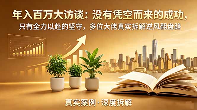 年入百万大访谈-更新：没有凭空而来的成功，只有全力以赴的坚守，多位大佬真实拆解逆风翻盘路-百川聊项目