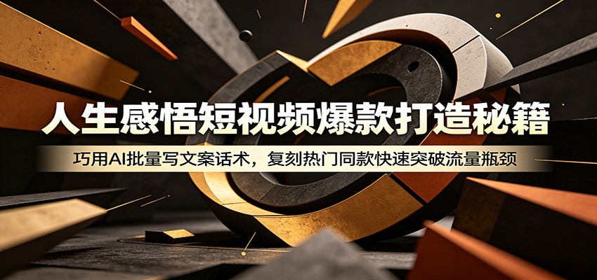人生感悟短视频爆款打造秘籍：巧用A 批量写文案话术，复刻热门同款快速突破流量瓶颈-百川聊项目