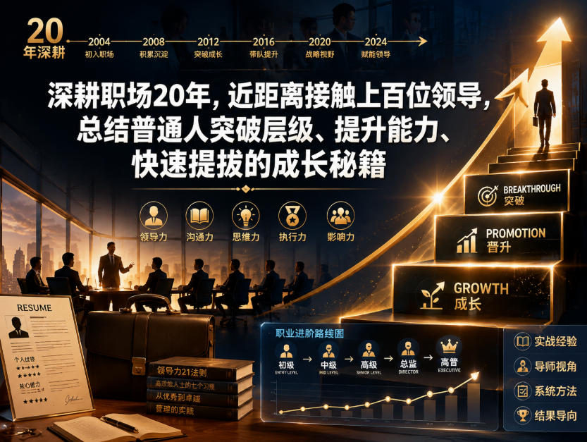 付费文章：深耕职场20年，近距离接触上百位领导，总结普通人突破层级、提升能力、快速提拔的成长秘籍(全网独家干货)-百川聊项目