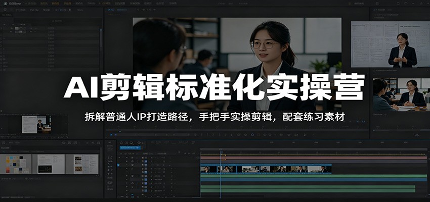 AI剪辑标准化实操营：拆解普通人IP打造路径，手把手实操剪辑，配套练习素材-百川聊项目