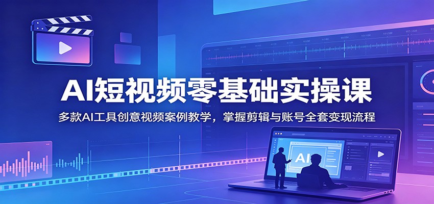 AI短视频零基础实操课：多款AI工具创意视频案例教学，掌握剪辑与账号全套变现流程-百川聊项目