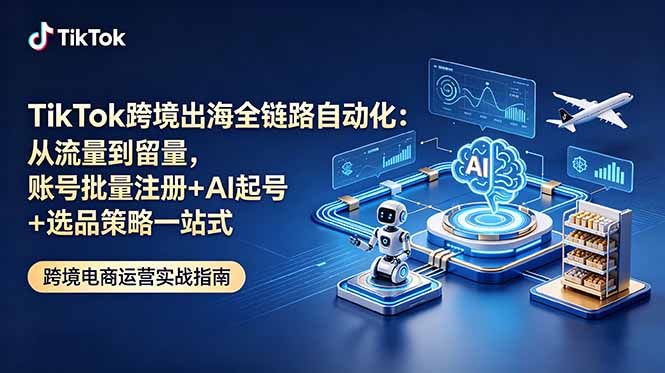 TikTok跨境出海全链路自动化:从流量到留量,账号批量注册+AI起号+选品策略一站式-百川聊项目