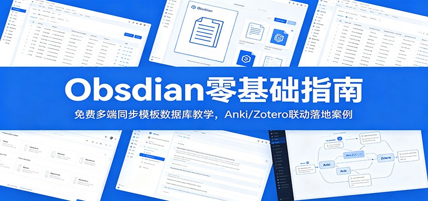 Obsidian零基础指南：免费多端同步模板数据库教学，Anki/Zotero联动落地案例-百川聊项目