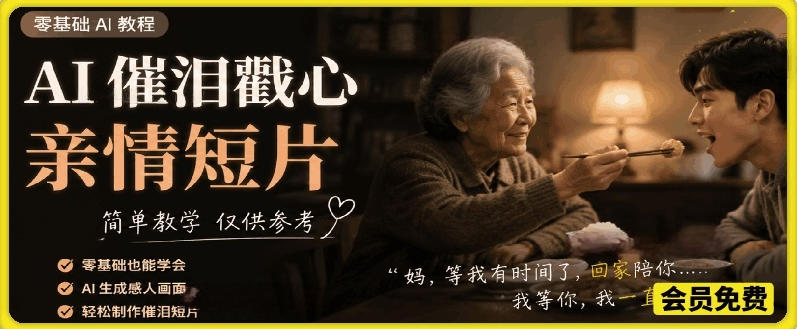 AI催泪戳心亲情短片，零基础AI教程，简单教学仅供参考-百川聊项目
