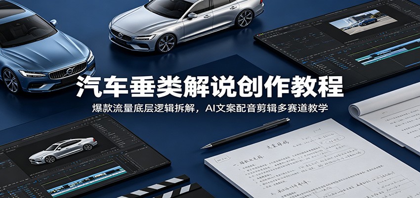 汽车垂类解说创作教程：爆款流量底层逻辑拆解，AI文案配音剪辑多赛道教学-百川聊项目
