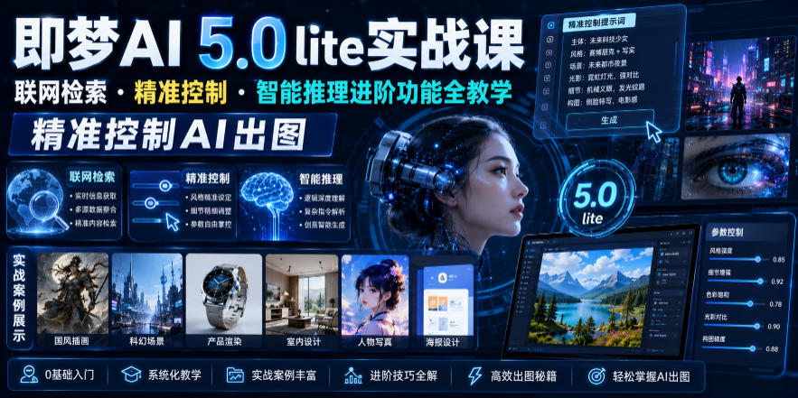 即梦AI 5.0 lite实战课，联网检索・精准控制・智能推理进阶功能全教学，精准控制AI出图-百川聊项目