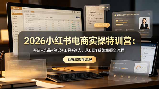 2026小红书电商实操特训营：开店+选品+笔记+工具+达人，从0到1系统掌握全流程-百川聊项目