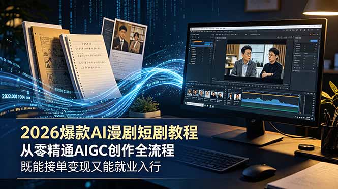 2026 爆款 AI 漫剧短剧教程 从零精通 AIGC 创作全流程 既能接单变现又能就业入行-百川聊项目