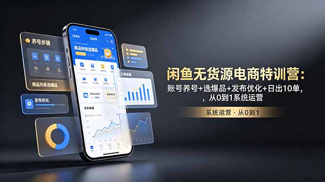 闲鱼无货源电商特训营：账号养号+选爆品+发布优化+日出10单，从0到1系统运营-百川聊项目