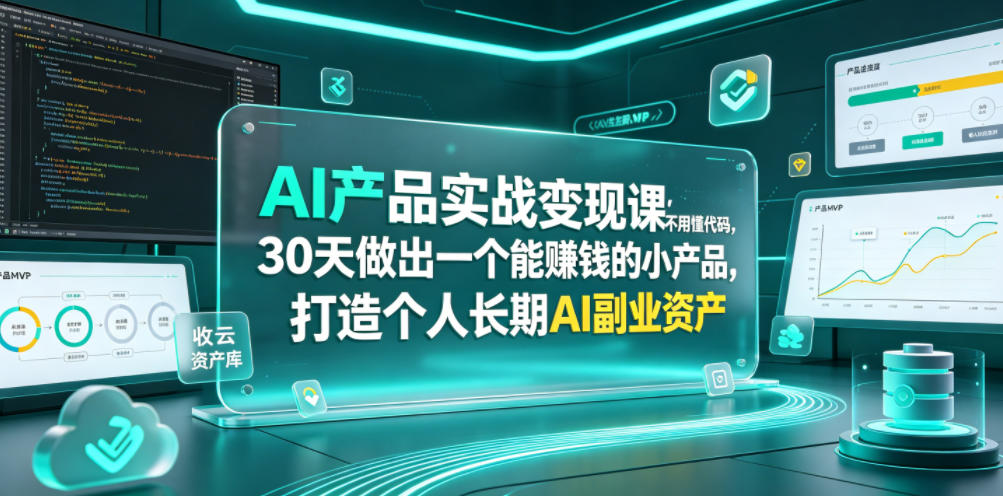 AI产品实战变现课，不用懂代码，30天做出一个能賺钱的小产品，打造个人长期AI副业资产-百川聊项目