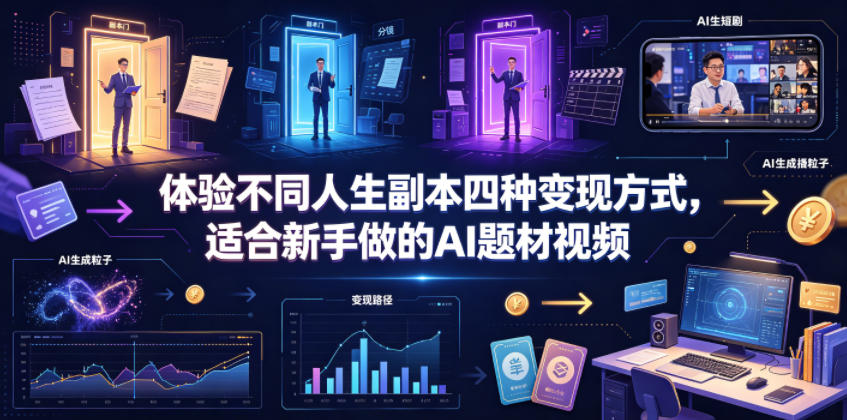 体验不同人生副本四种变现方式，适合新手做的AI题材视频-百川聊项目