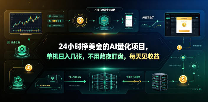24小时挣美金的AI量化项目，单机日入几十美刀，不用熬夜盯盘，每天见收益【揭秘】-百川聊项目