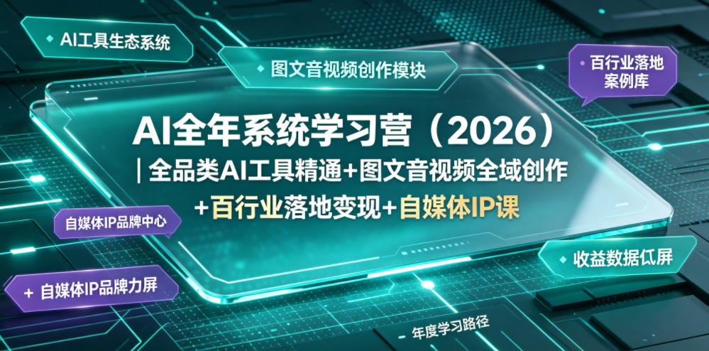 AI全年系统学习营(2026)｜全品类AI工具精通+图文音视频全域创作+百行业落地变现+自媒体IP打造年度进阶大课-百川聊项目