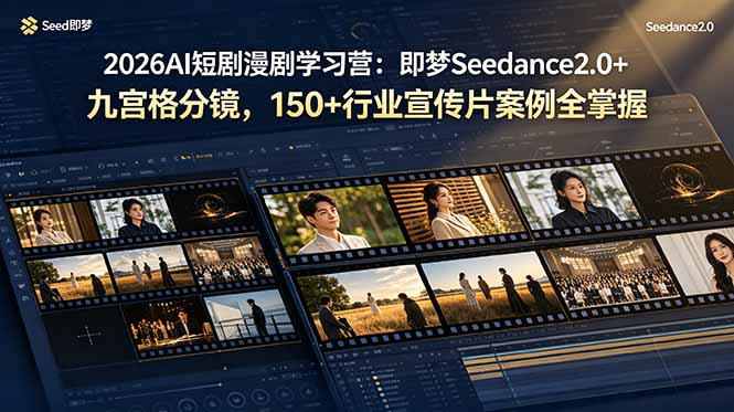 2026AI短剧漫剧学习营：即梦Seedance2.0+九宫格分镜，150+行业宣传片案例全掌握-百川聊项目