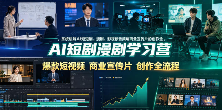 AI短剧漫剧学习营，系统讲解AI短剧、漫剧、影视预告片、爆款短视频与商业宣传片的创作全流程-百川聊项目