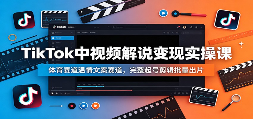 TikTok中视频解说变现实操课：体育赛道温情文案赛道，完整起号剪辑批量出片-百川聊项目