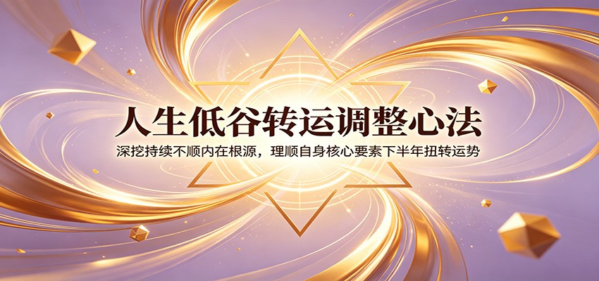 人生低谷转运调整心法：深挖持续不顺内在根源，理顺自身核心要素下半年扭转运势-百川聊项目