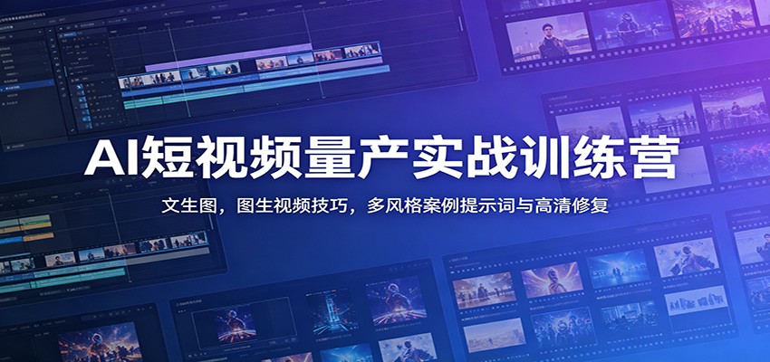 AI短视频量产实战训练营：文生图，图生视频技巧，多风格案例提示词与高清修复-百川聊项目