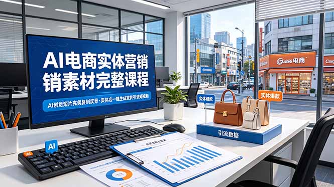 AI电商实体营销素材完整课程，AI创意短片完美复刻实景，实体店一键生成宣传引流短视频-百川聊项目