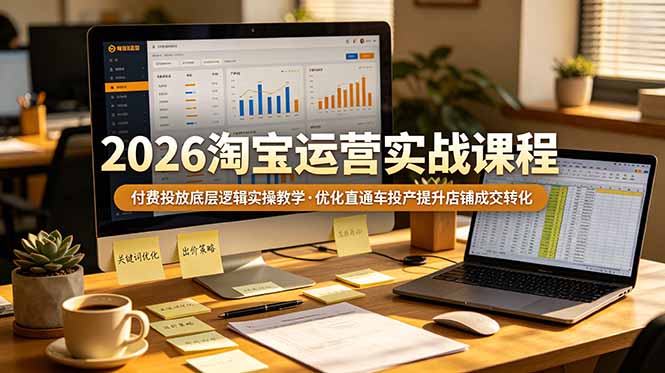 2026 淘宝运营实战课程，付费投放底层逻辑实操教学，优化直通车投产提升店铺成交转化-百川聊项目