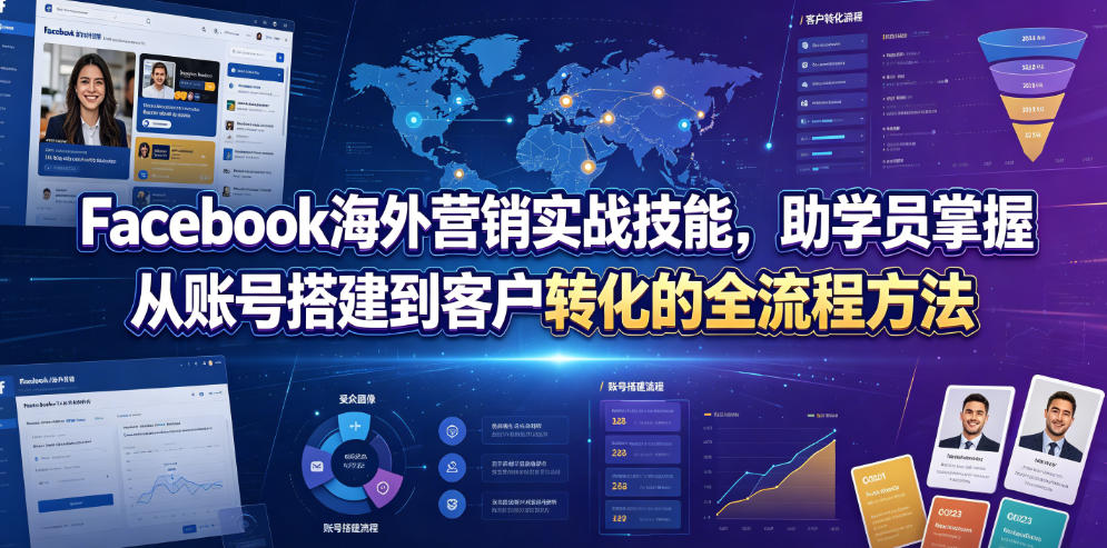 Facebook海外营销实战技能，助学员掌握从账号搭建到客户转化的全流程方法-百川聊项目