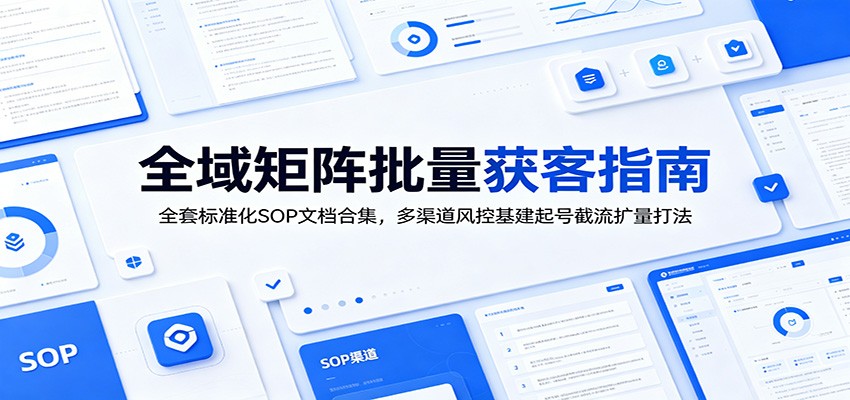 全域矩阵批量获客指南：全套标准化SOP文档合集，多渠道风控基建起号截流扩量打法-百川聊项目