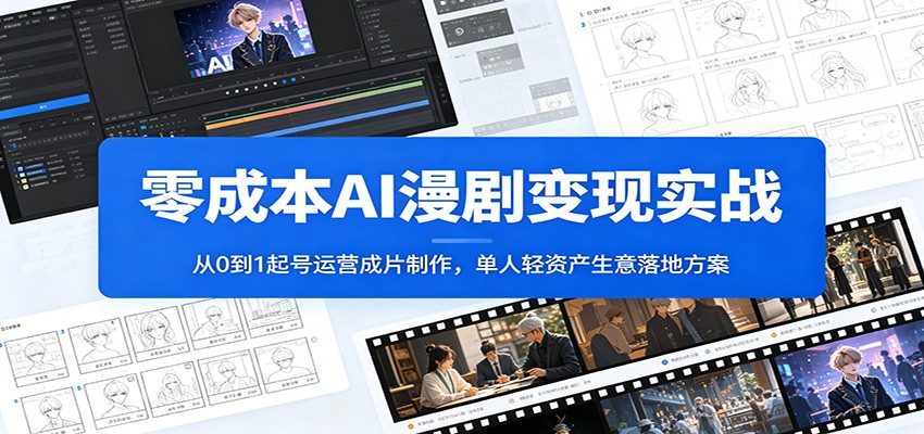 零成本AI漫剧变现实战：从0到1起号运营成片制作，单人轻资产生意落地方案-百川聊项目