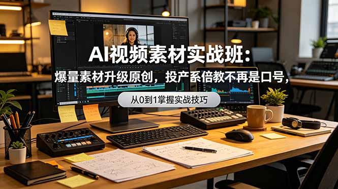 AI视频素材实战班：爆量素材升级原创，投产翻倍不再是口号，0-1系统教学实战落地-百川聊项目