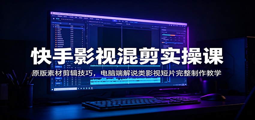 快手影视混剪实操课：原版素材剪辑技巧，电脑端解说类影视短片完整制作教学-百川聊项目