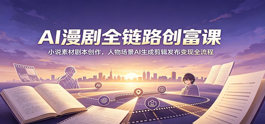 AI漫剧全链路创富课：小说素材剧本创作，人物场景AI生成剪辑发布变现全流程-百川聊项目