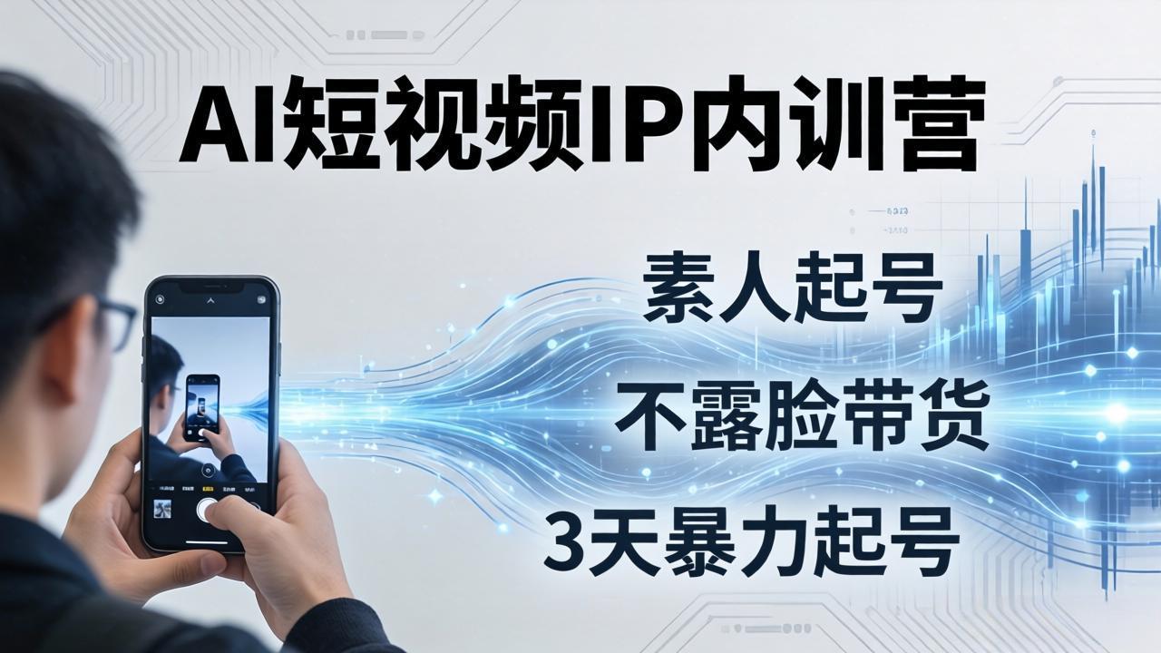 2026AI短视频IP内训营-更新：从素人起号到不露脸带货，3天暴力起号全流程拆解-百川聊项目