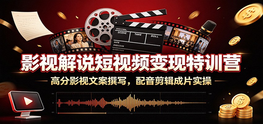影视解说短视频变现特训营：高分影视文案撰写，配音剪辑成片实操-百川聊项目