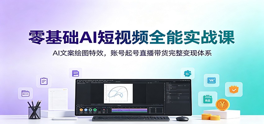 零基础AI短视频全能实战课：AI文案绘图特效，账号起号直播带货完整变现体系-百川聊项目