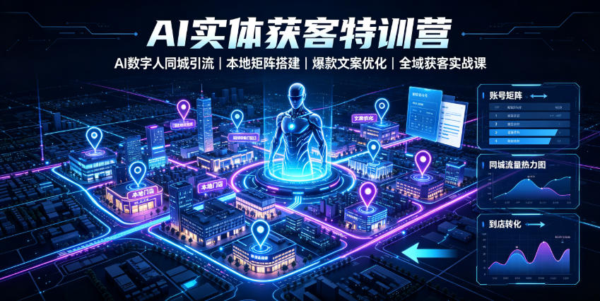 AI实体获客特训营｜AI数字人同城引流、本地矩阵搭建、爆款文案优化全域获客实战课-百川聊项目