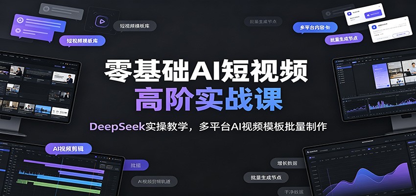 零基础AI短视频高阶实战课：DeepSeek实操教学，多平台AI视频模板批量制作-百川聊项目