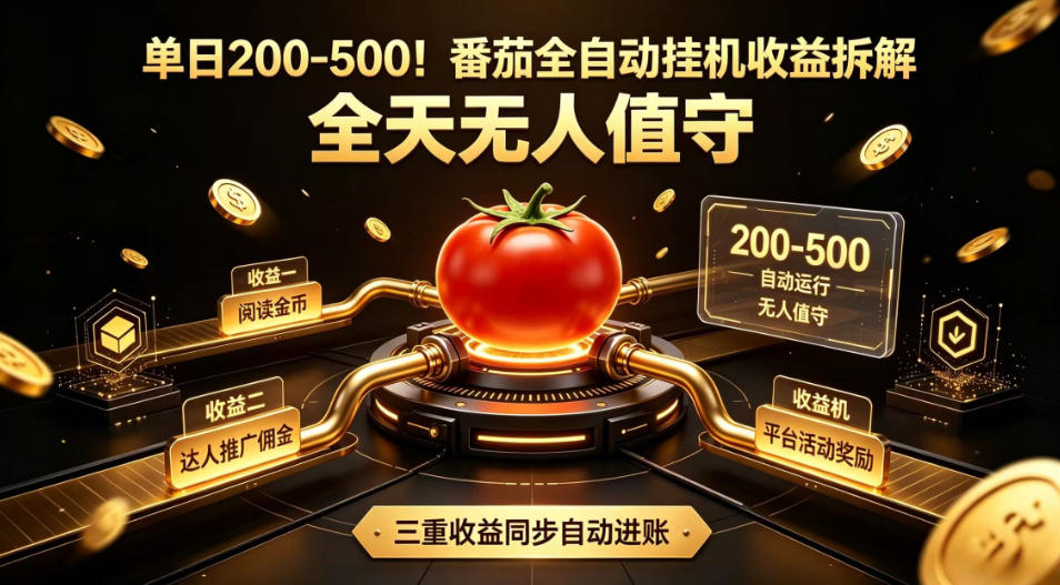 单日200-500！番茄全自动挂G收益拆解，全天无人值守，矩阵操作收益翻倍【揭秘】-百川聊项目
