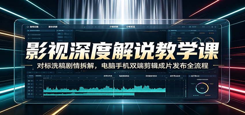 影视深度解说教学课：对标洗稿剧情拆解，电脑手机双端剪辑成片发布全流程-百川聊项目
