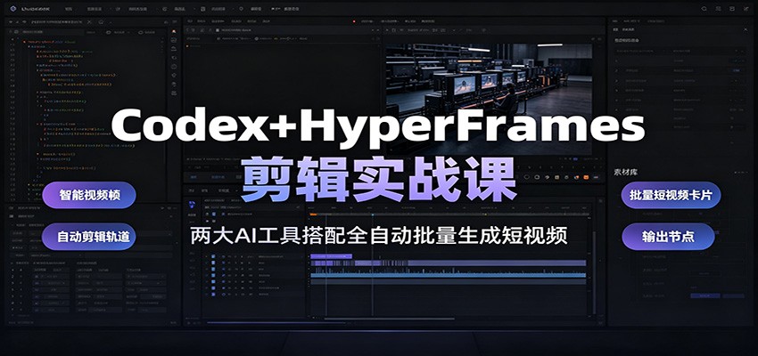 Codex+HyperFrames剪辑实战课：两大AI工具搭配全自动批量生成短视频-百川聊项目