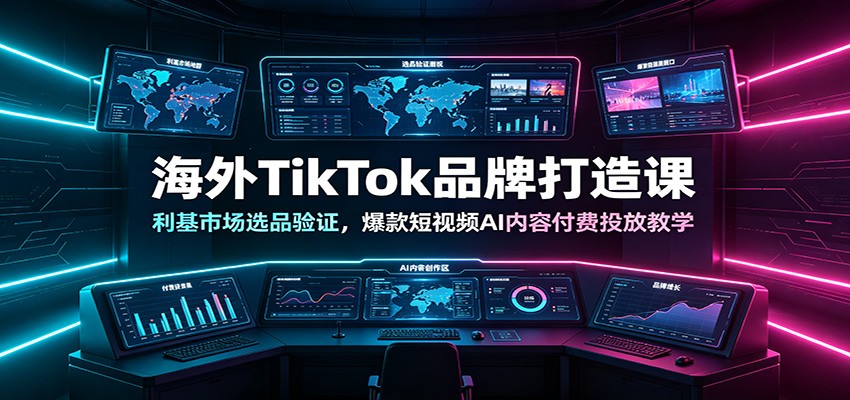 海外TikTok品牌打造课：利基市场选品验证，爆款短视频AI内容付费投放教学-百川聊项目