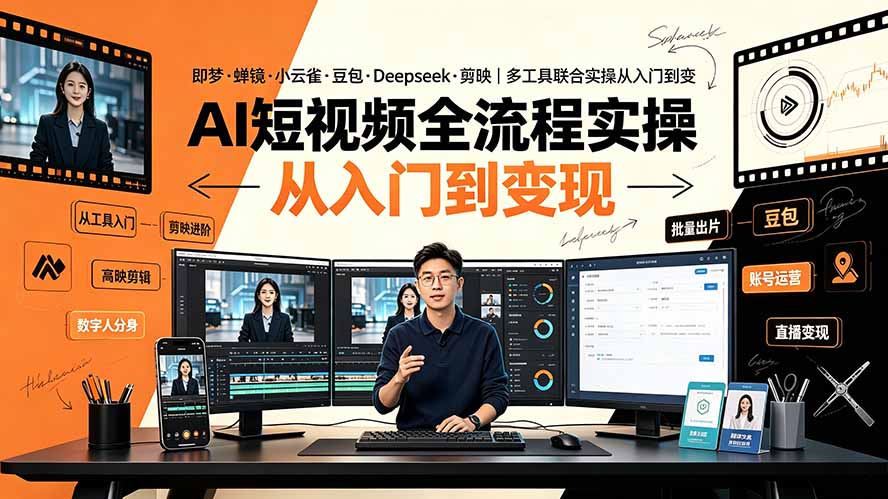 AI短视频全流程实操：即梦·蝉镜·小云雀·豆包·Deepseek·剪映｜多工具联合实操从入门到变现-百川聊项目
