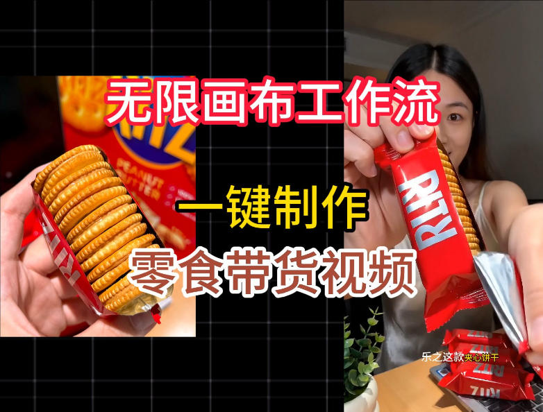 无限画布工作流一键制作零食带货视频，操作简单实操教学-百川聊项目