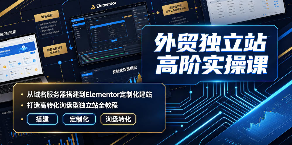 外贸独立站高阶实操课｜从域名服务器搭建到Elementor定制化建站，打造高转化询盘型独立站全教程-百川聊项目