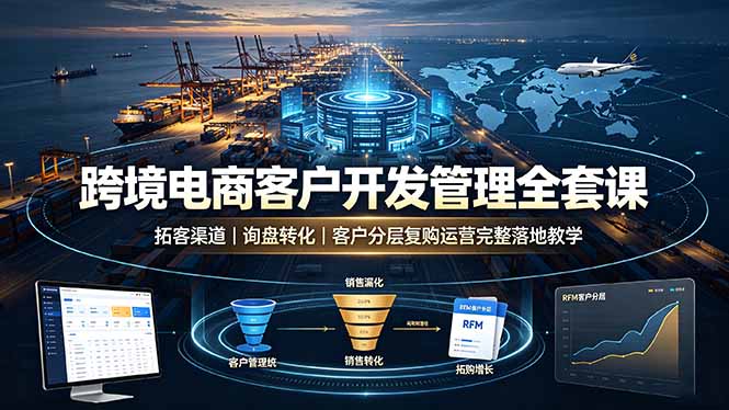 跨境电商客户开发管理全套课·拓客渠道|询盘转化|客户分层复购运营完整落地教学-百川聊项目